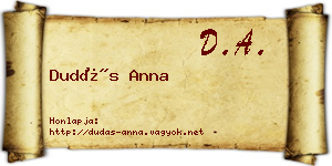 Dudás Anna névjegykártya
