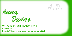 anna dudas business card